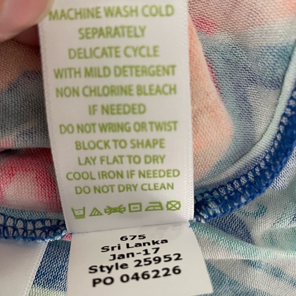 Lilly Pulitzer Seagate Cover up Tippy caftan top tassels deep back pink blue XS - Picture 13 of 14